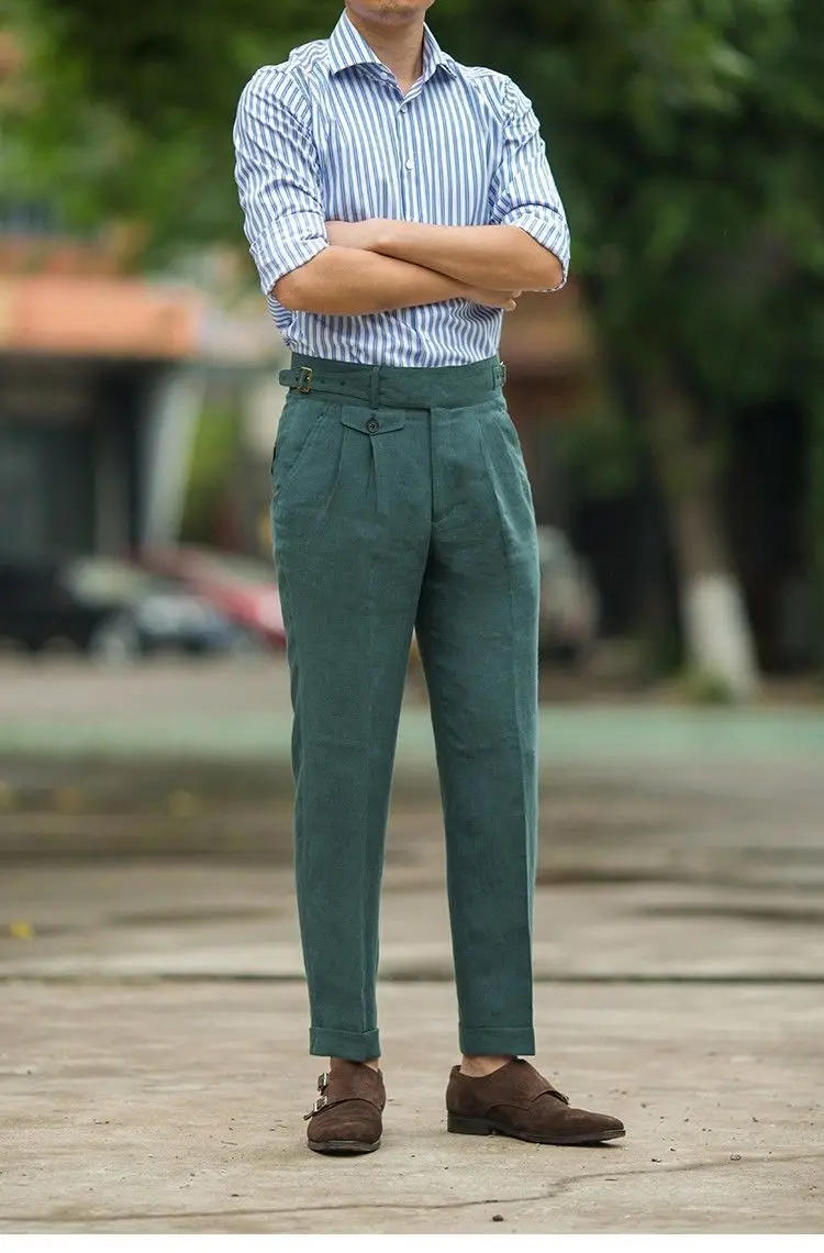 Description Picture 4 of item2024 Spring Summer Men's New High Waist Loose Trousers Male Business Casual Suit Trousers Men Solid Color Straight Pants F307