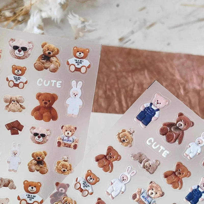 Description Picture 5 of itemKorean Cartoon Hug Bear High Quality 3D Engraved Nail Stickers Nail Art Decorations Nail Decals 2023 New Design