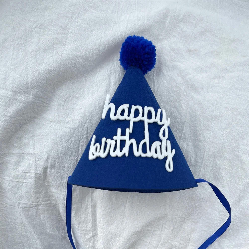 Description Picture 6 of item1pc Thickened Felt Cone Birthday Hats for Girls Boys Colorful Happy Birthday Hat Dress Up for Kids Birthday Party Decorations