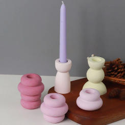 DIY Concrete Semicircle Candle Holder Silicone Mold Geometric Candle Holder Making Resin Plaster Craft Molds Home Decor Supplies