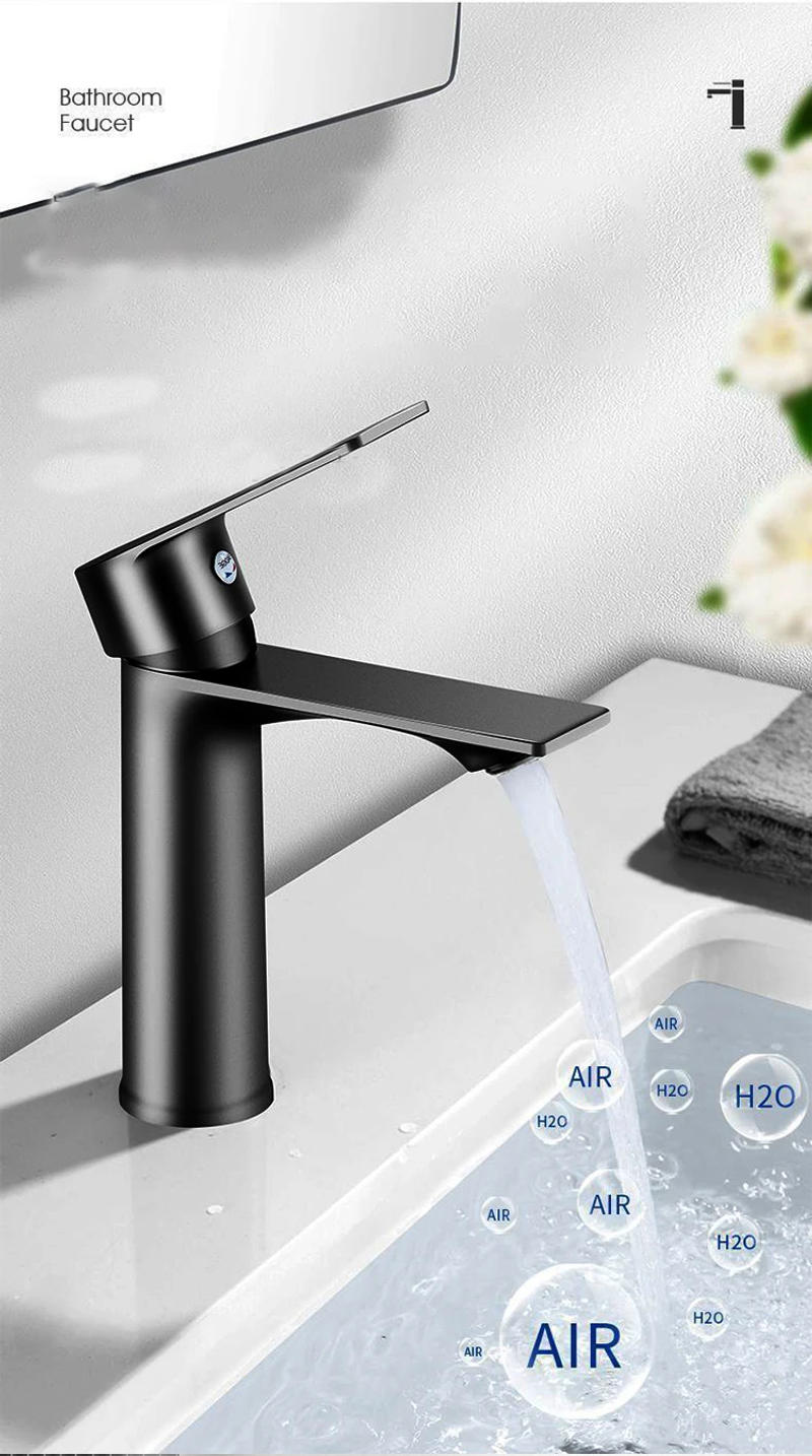 Description Picture 6 of itemBlack Basin Faucet Bathroom Washbasin Sink Water Mixer Tap Hot Cold Water Basin Sink Tap kitchen Deck Mounted Faucet accessories