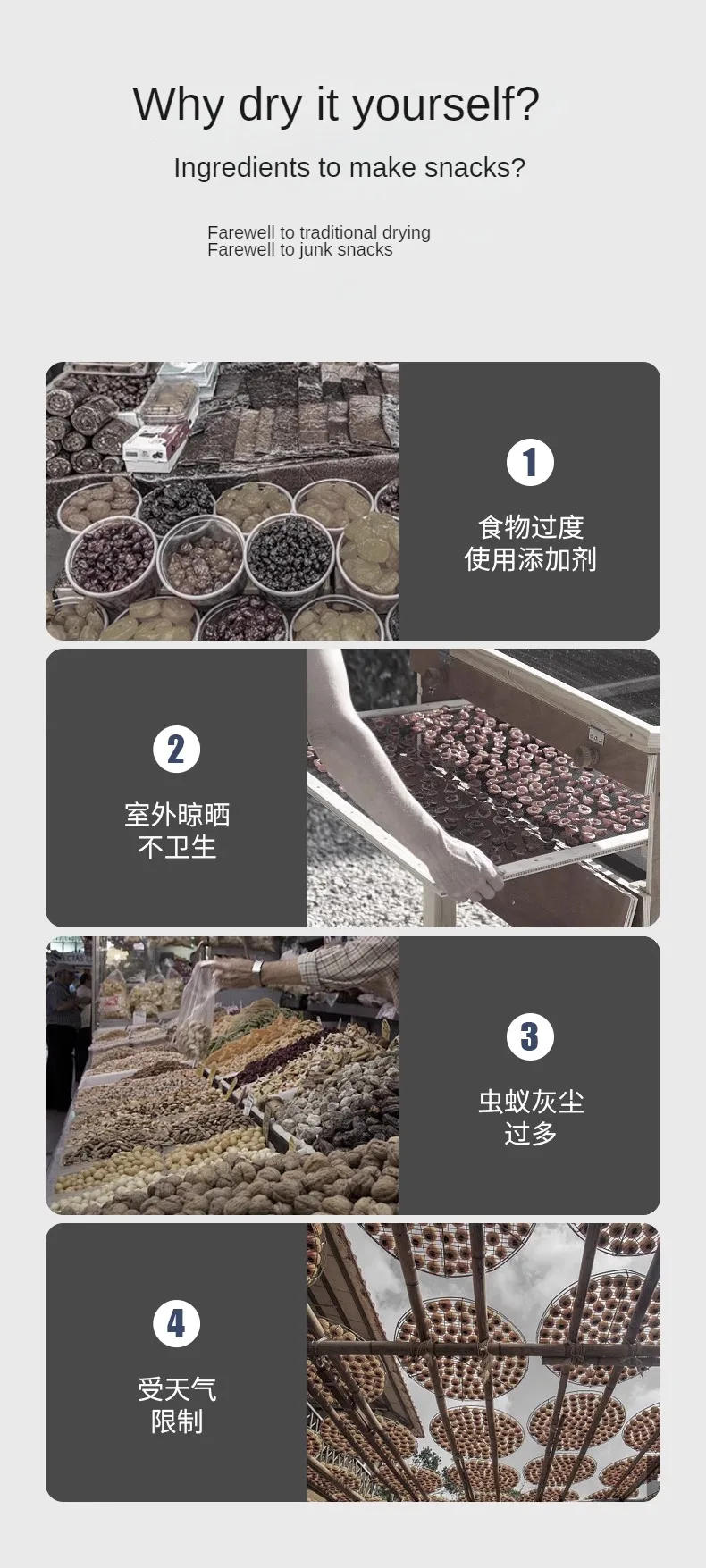 Description Picture 4 of itemLarge and Small Fruit Dehydrator 220V Drying Chassis Food Jerky Pet Snack Dry Fruit and Vegetable Air Drying Machine Dehydrator