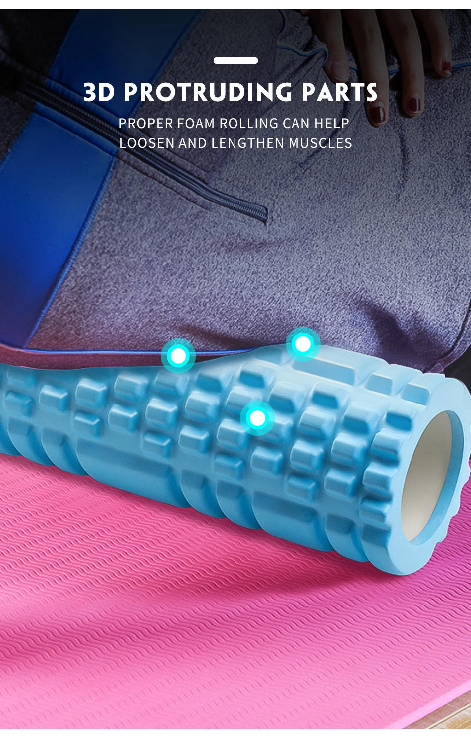 Description Picture 5 of itemYoga Column Gym Fitness Foam Roller Pilates Yoga Exercise Back Muscle Massage Roller Soft Yoga Block Muscle roller Drop Shipping