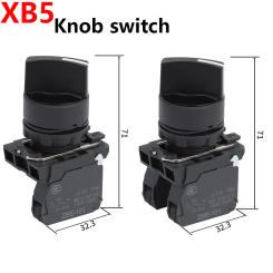 1Pcs XB5 2 Gear 3 Position Plastic Knob Self Locking Reset Selector NC NO Standard Handle Push Button Switch 22mm AD33 AD21 ZB5