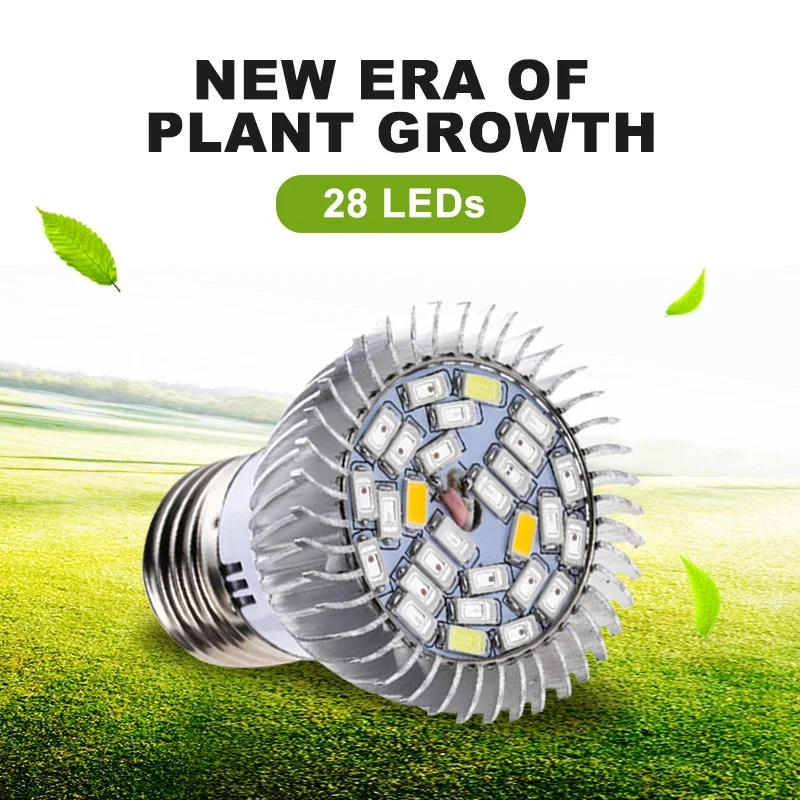 Description Picture 2 of item220V Growing Lamp Bulb E27 E14 GU10 Full Spectrum 18LEDs 28LEDs Aluminum Shell Growing Light For Indoor Potted Plants Growth