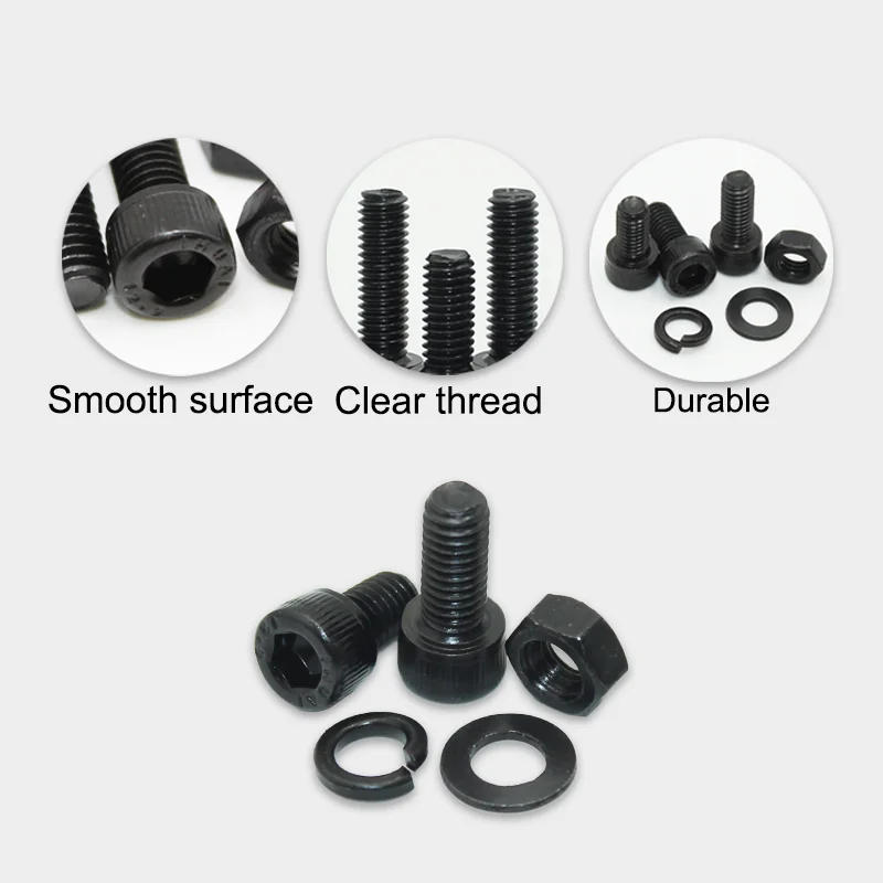 Description Picture 6 of itemBlack 2500P Hex Socket Head Screws Set M2 M2.5 M3 M4 M5 M6 DIN912 12.9 Allen Screw Nut Steel Button Head Socket Cap Bolt Nuts