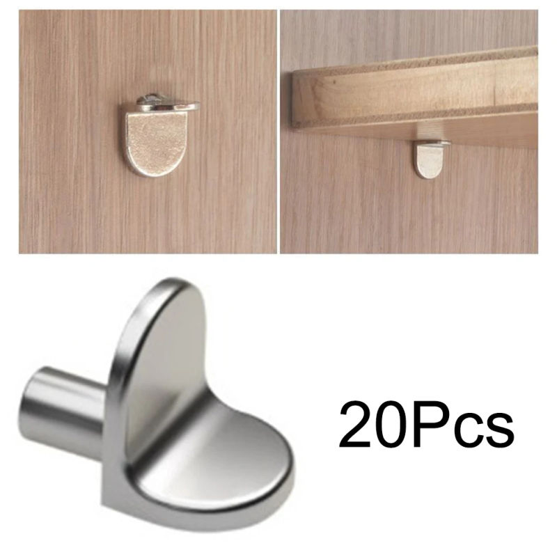 Description Picture 6 of item20x Shelf Support Studs Pegs Pins Plugs 5mm L-Shaped Cabinet Bracket Silver Furniture Hardware  For Holding Mounting Fixing