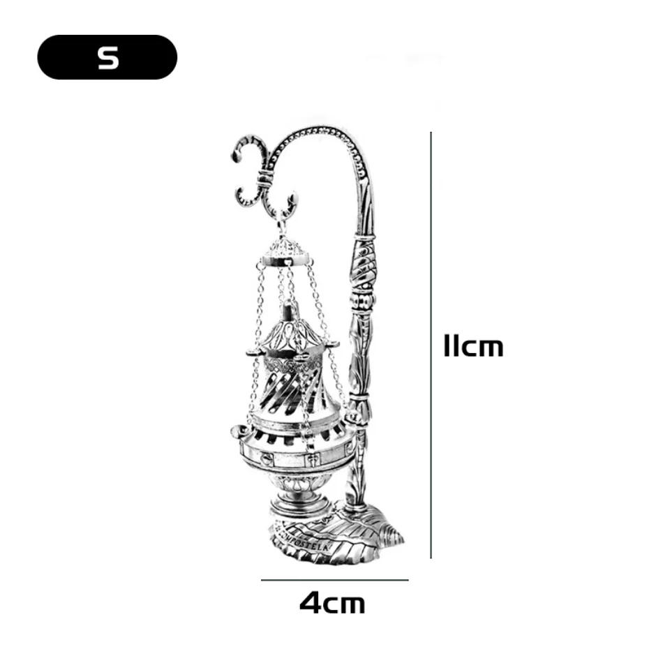 Description Picture 4 of itemS/M/L Antique Carved Incense Burner Cross Decoration Church Hanging Censer Christian Church Household Religious Worship Supplies