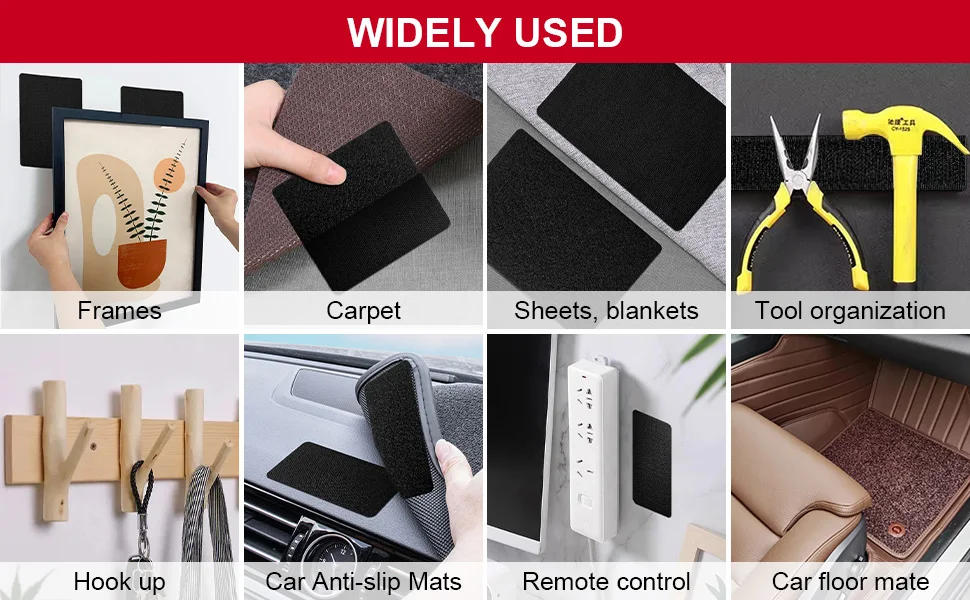Description Picture 3 of itemSelf-adhesive Touch Fastener Tape Black Carpet Pad Fixing Stickers Double Faced Mat Fixed Patch Home Floor Anti Skid Grip Tapes