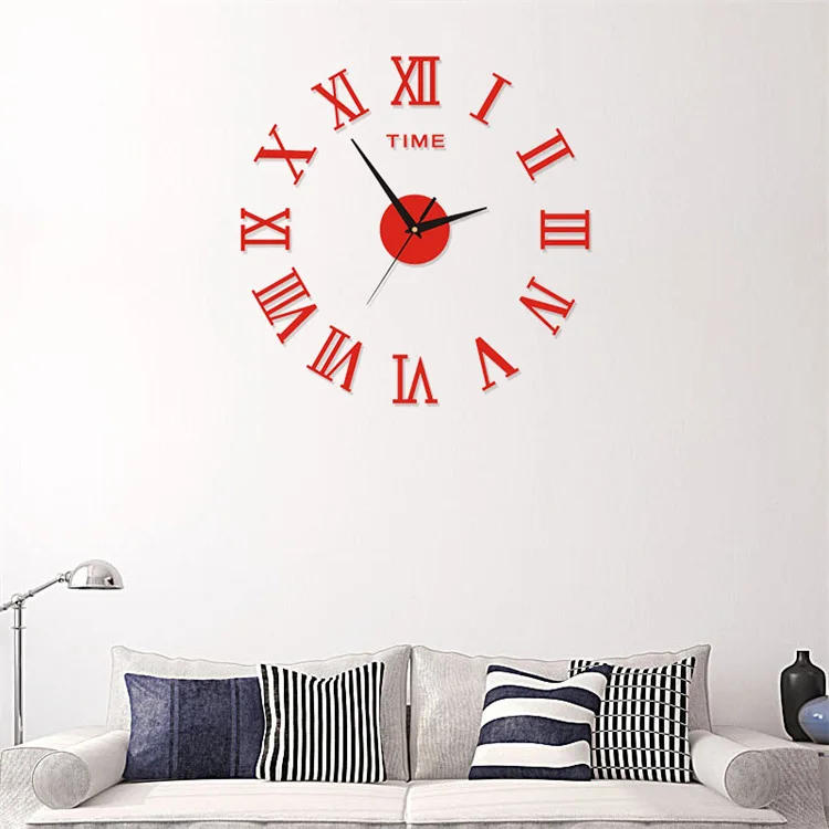 Description Picture 4 of item2022 New 3D Roman Numeral Acrylic Mirror Wall Clock Sticker Fashion DIY Quartz Clocks Watch Home Decoration Living Room Stickers