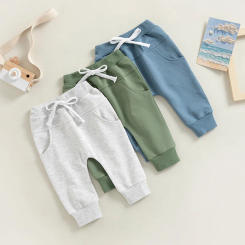 0-36months Baby Boys Sweatpants Elastic Waist Drawstring Infant Boys Spring Fall Long Trousers With Pockets