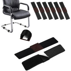 6Pcs Furniture Felt Pads Wrap-Around Felt Floor Saver Chair Leg Floor Protectors with Hook and Loop Fasteners for Hardwood Floor