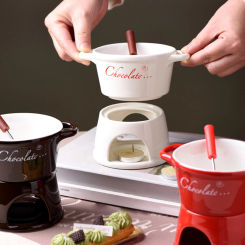 Ceramic Fondue Pot Chocolate Fondue Mug Chocolate Cheese Butter Warmer Kitchen Appliances Melt Hot Pot for Party