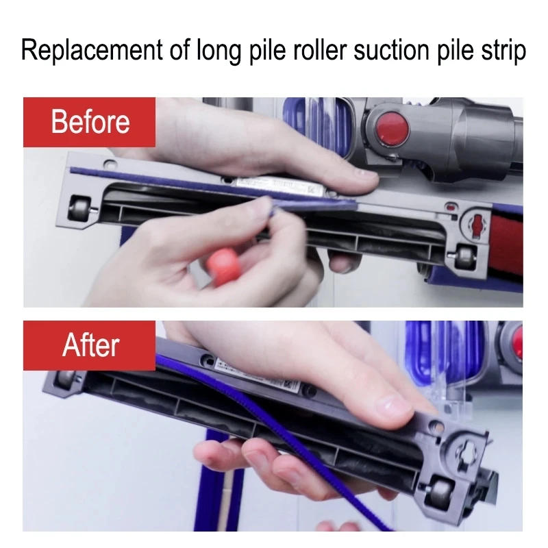 Description Picture 3 of itemFor Dyson V6 V7 V8 V10 V11 Vacuum Cleaner Soft Roller Head Blue Suction Hose Replacement Part Soft Plush Strips Screwdriver