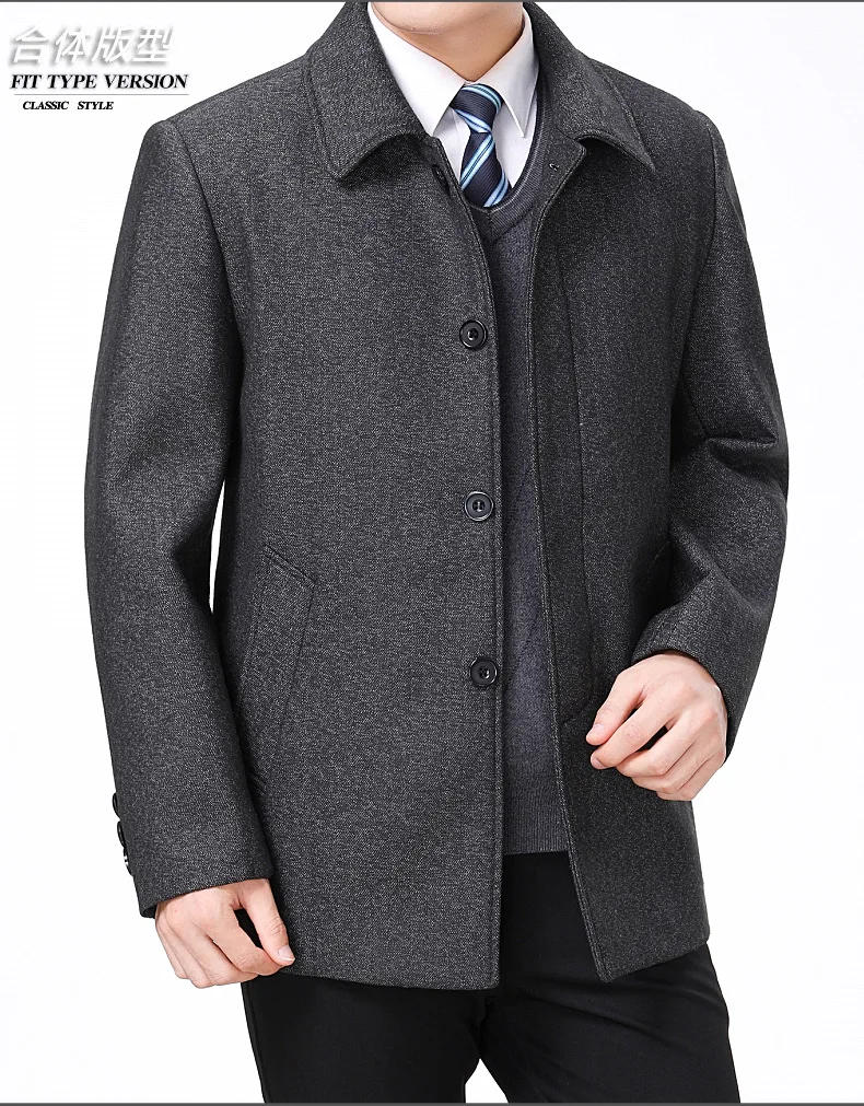 Description Picture 6 of itemNew Arrival Fashion Autumn and Winter Casual Lapel Coat Woolen Men's Clothing Overcoat Men Size M L XL 2XL 3XL 4XL