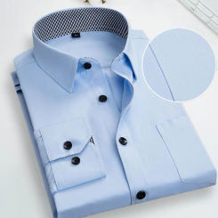 Spring Shirt Wash-and-wear Shirt Slim Fit Commute  Stylish Pure Color Business Negotiation