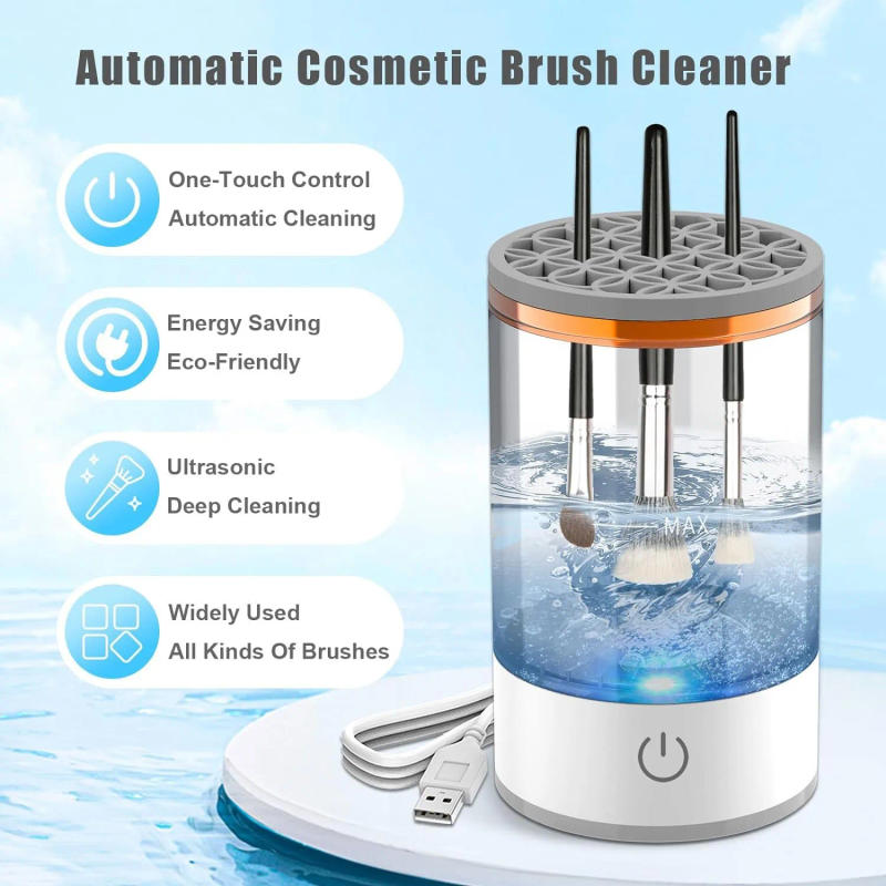 Description Picture 2 of itemUSB Electric Makeup Brush Cleaner Portable 3 In 1 Makeup Brushes Cleaner Drying Rack Lazy Cleaning Brush Washer Quick Dry Tool
