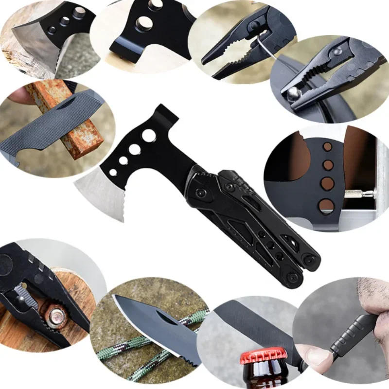 Description Picture 6 of itemMultifunctional Axe Survival Axe Portable Fold Pliers Pocket Knife Pliers MultiTool Camping Ax Hammer Outdoor Escape Tool