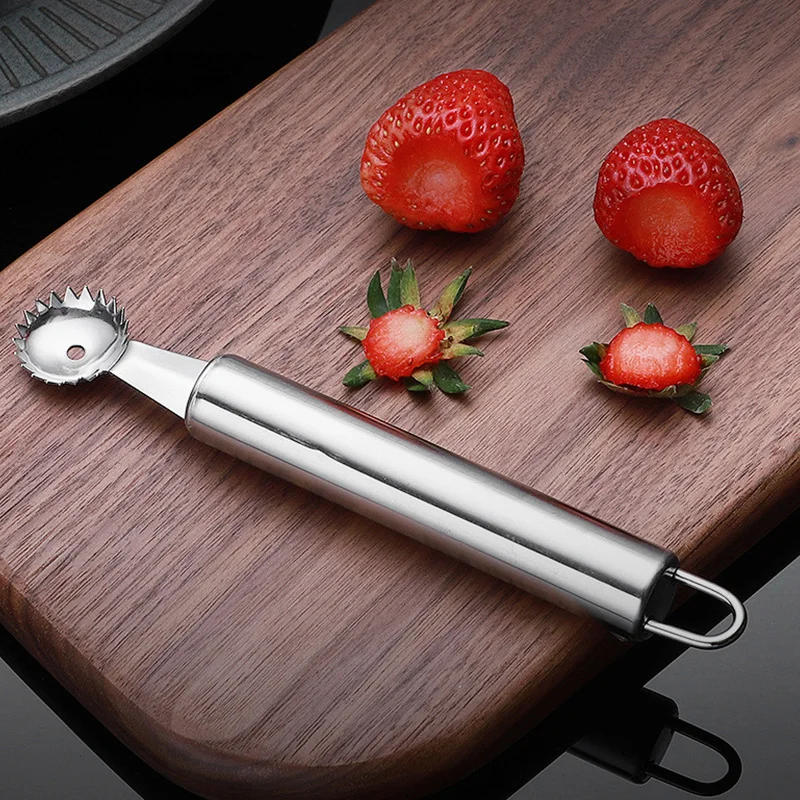 Description Picture 4 of itemStainless Steel Strawberry Huller Fruit Leaf Knife Stem Remover Strawberry Pineapple Tomato Corer Slicer Cutter Kitchen Items
