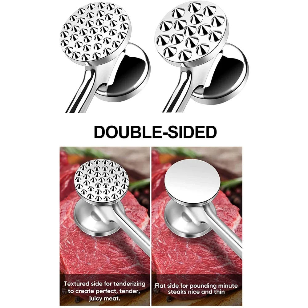 Description Picture 3 of itemProfession Meat Hammer Portable Loose Tool Meat Tenderizer Needle Dual-Sided Meat Mallet with Rubber Comfort Grip Handle
