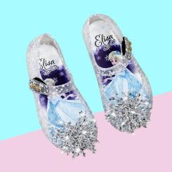 Disney Children's Shoes Summer Children's Princess Rhinestone Children's Soft Sole Crystal Princess Jelly Shoes Size 24-29