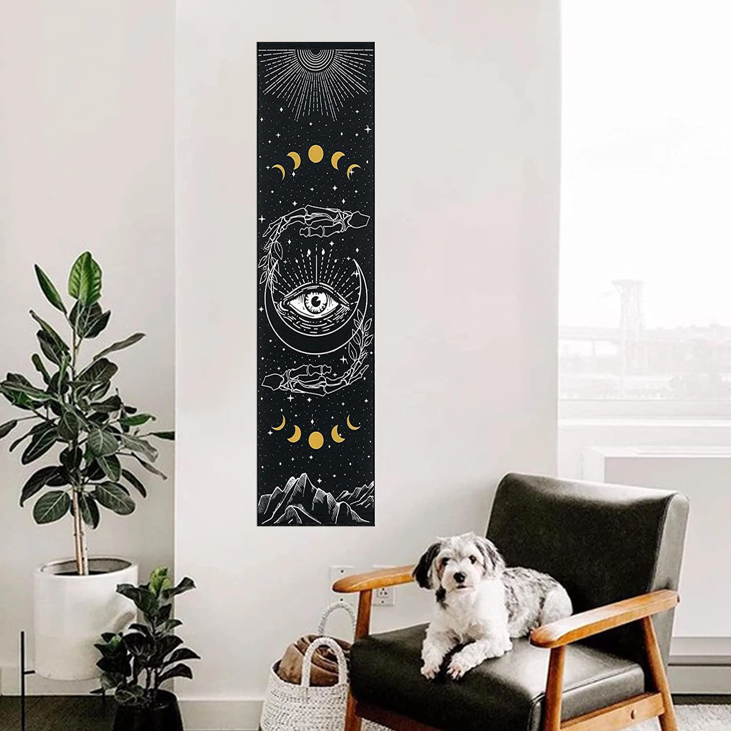 Description Picture 6 of itemSkull tapestry moon phase tapestry star starry wall hanging black skeleton Witchcraft Hippie butterfly tapestry room Decor