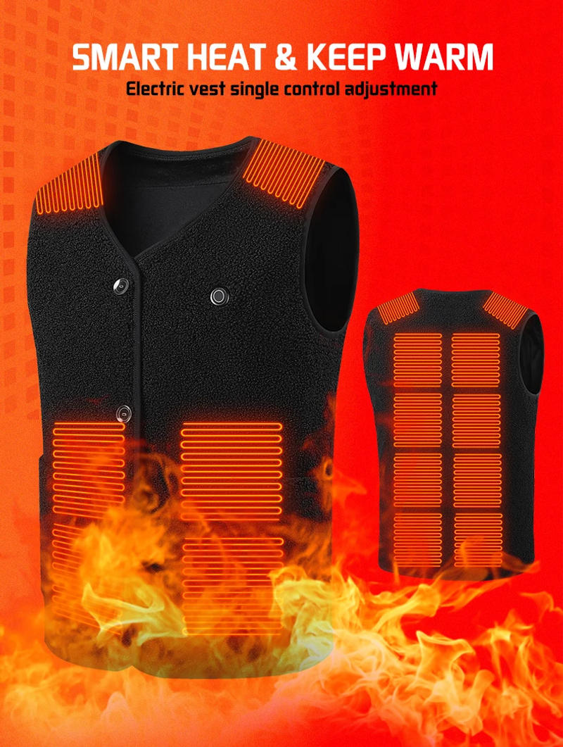Description Picture 2 of itemTODWARM Electric Heated Vest 15 Heating Areas Intelligent Heating Jackets Windproof Washable USB Charging Winter Sports Hiking