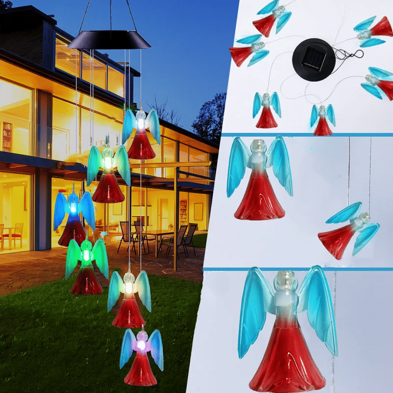 Description Picture 3 of itemSolar Powered Fairy Angel Wind Chime Light, 6 LED Colored Hanging Transparent Fairy Angel Garden Decorative Lights