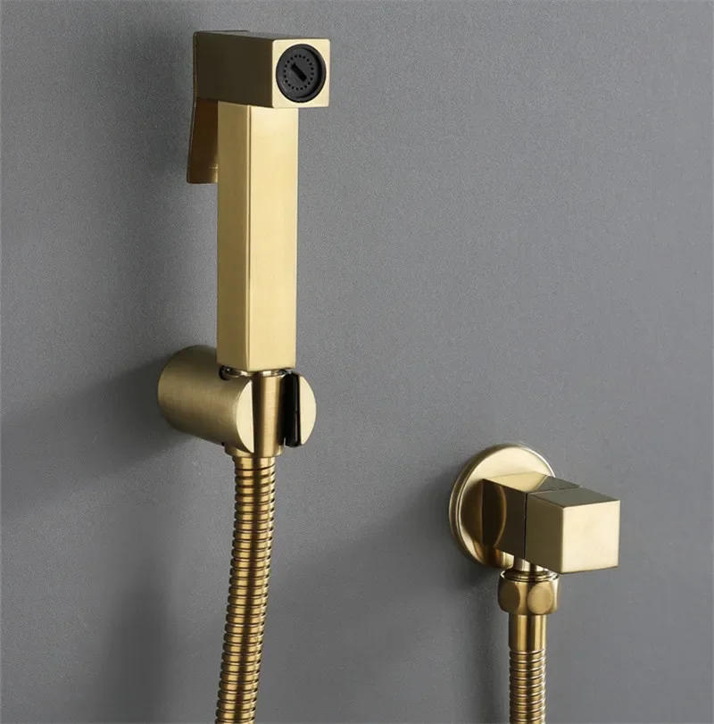 Description Picture 2 of itemBrushed Gold Handheld Toilet Bidet Sprayer Set Sprayer Guns Shower Handheld Hand Faucet Bath Tap 304 SSHand Head