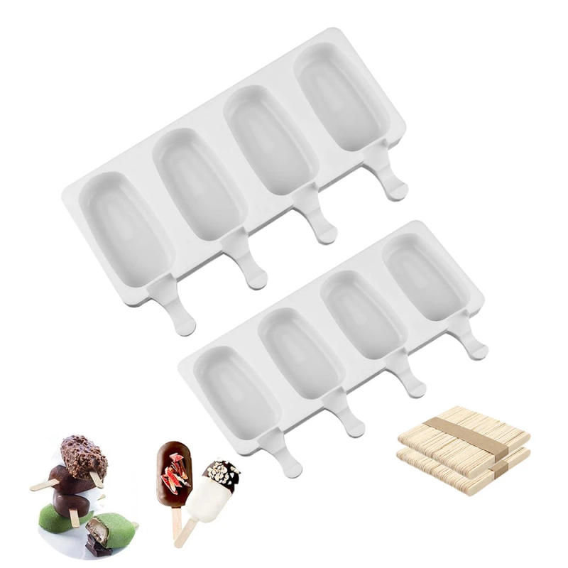 Description Picture 2 of item4/8 Holes Silicone Ice Cream Mold DIY Popsicle Moulds Chocolate Dessert Tray Ice Cube Maker Homemade Tools Summer Party Supplies