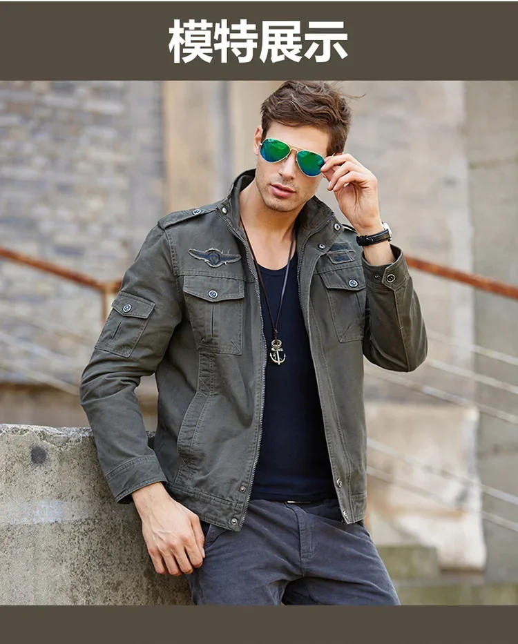 Description Picture 3 of itemMen Casual Cargo jackets men Bomber Jacket Windbreaker Jacket Coat Men Spring Autumn New Hot Outwear Slim Retro Jacket Mens