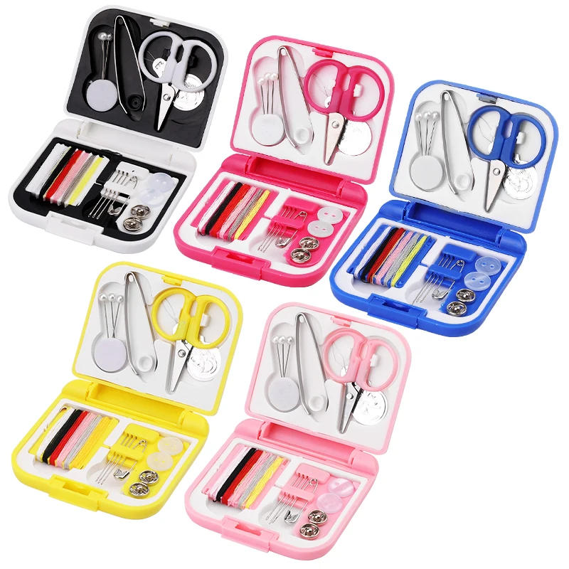 Description Picture 2 of itemSewing Box Buttons Pins Storage Boxes Home Tool Portable Travel Sewing Kit Scissor Thimble Needle Threads Box Set