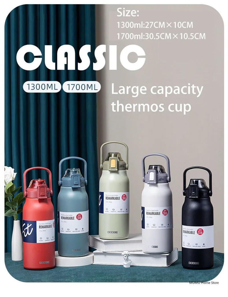 Description Picture 3 of itemDODGE Large Capacity Thermo Bottle Stainless Steel Thermal Water Bottle Tumbler Cold and Hot Vacuum Flask Travel Insulated Cup