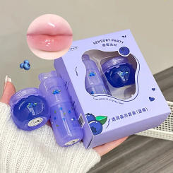 Blueberry Peach Moisturizing Lip Balm Set Light Hydrating Lip Gloss Relieve Dryness and Remove Dead Skin Soothing Tender Lips