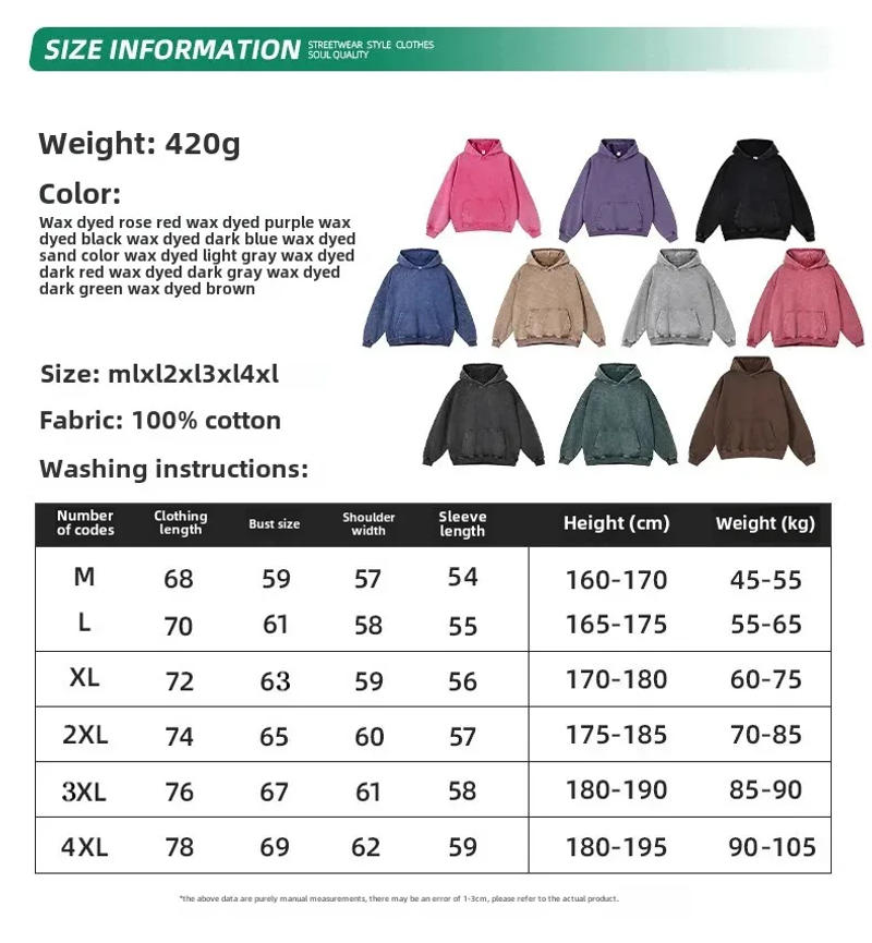 Description Picture 3 of item2024 Autumn/Winter American Style Distressed Sweatshirt Women's 420g Hooded Round Neck Jacket Couple Clothing Sweatshirt Waxed