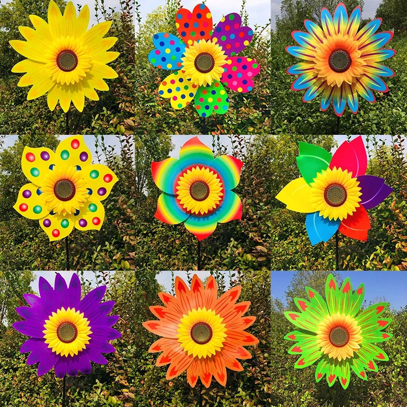 Description Picture 2 of itemSunflower Windmill Metal Outdoor Decor for Your Patio and Lawn Rotating Sunflower Wind Spinner Stake Garden Decor