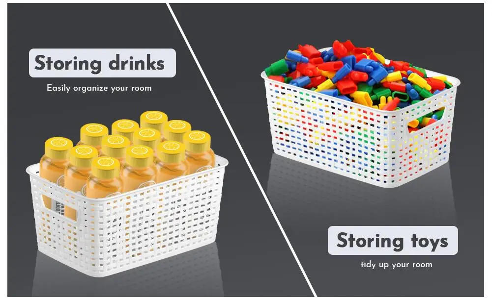 Description Picture 3 of itemPlastic Household Storage Basket Multipurpose Sundries Storage Basket Cosmetics Organizer Kitchen Bathrooms Storage Organizer