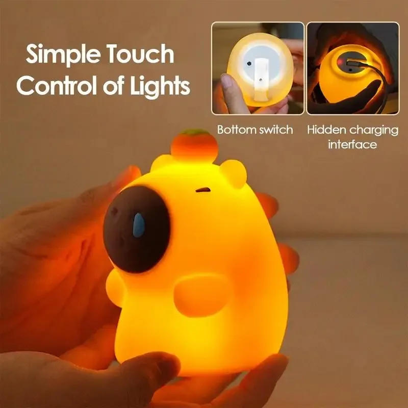 Description Picture 2 of item5Style Capybara Silicone Lamp Cute Animal Night Light Christmas Birthday Gift Recharging Warm Room Decoration Soft Safe Light
