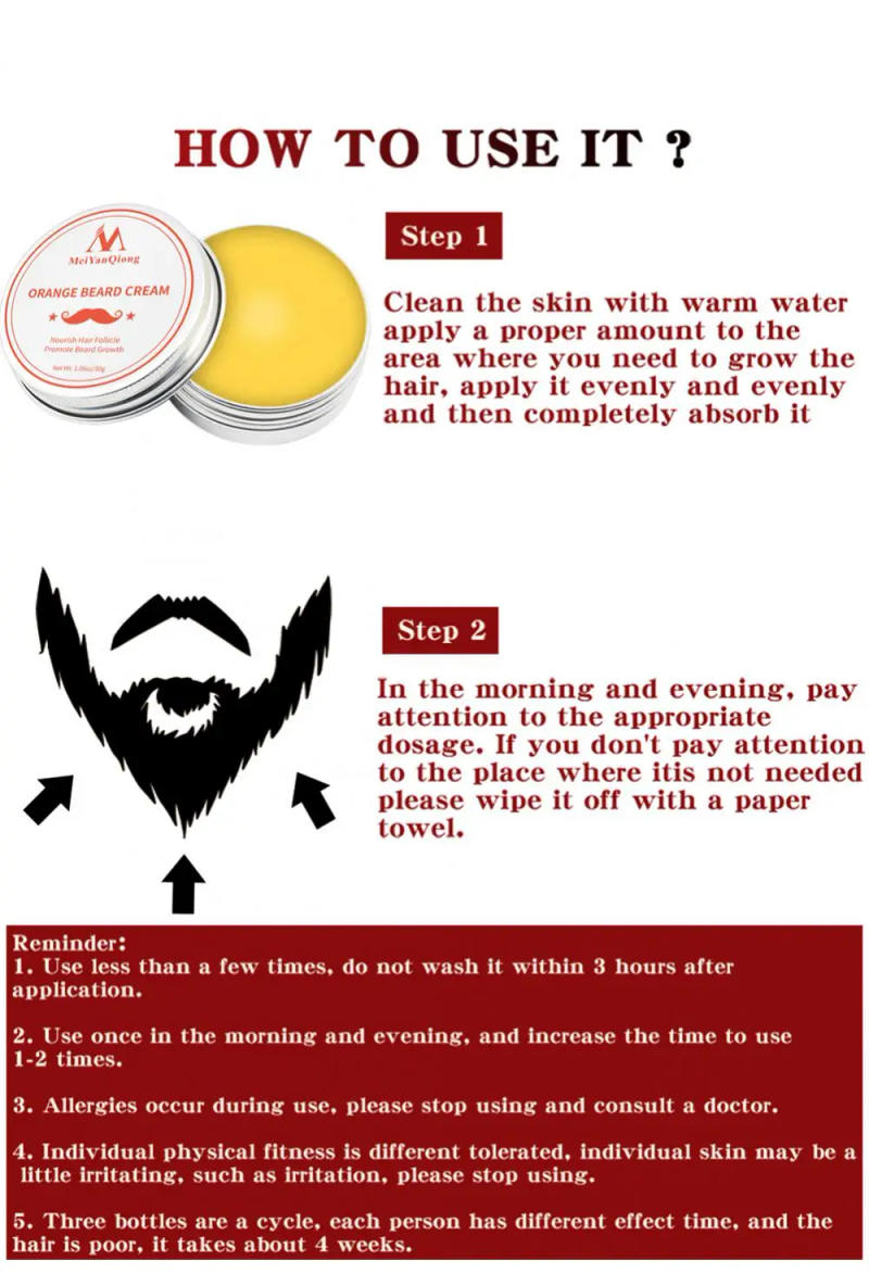 Description Picture 6 of itemMen's Plant Dense Tough Beard Care Creams Moisturizing Smooth Promote Growth Lubrication Cream Beard Shaping Cream 30g TSLM1 New