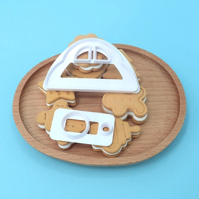 Description Picture 4 of itemFondant Cake Decorating Cookie Embosser Mold Cartoon Car Tractor Train Shaped Biscuit Pastry Stamp Hand Press For Baking Tools