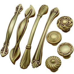 Vintage Antique Brass Cabinet Handles Single-Hole Round Copper Wardrobe Handle Sturdy T-Shaped Copper Door Handles