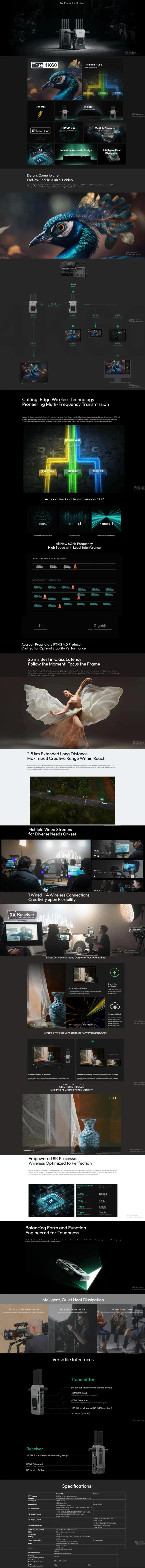 Description Picture 2 of itemACCSOON CineView Master 4K Wireless Video Transmission System 25ms Below Delay 2.5km Extended Ran 4K60 Image Transmission