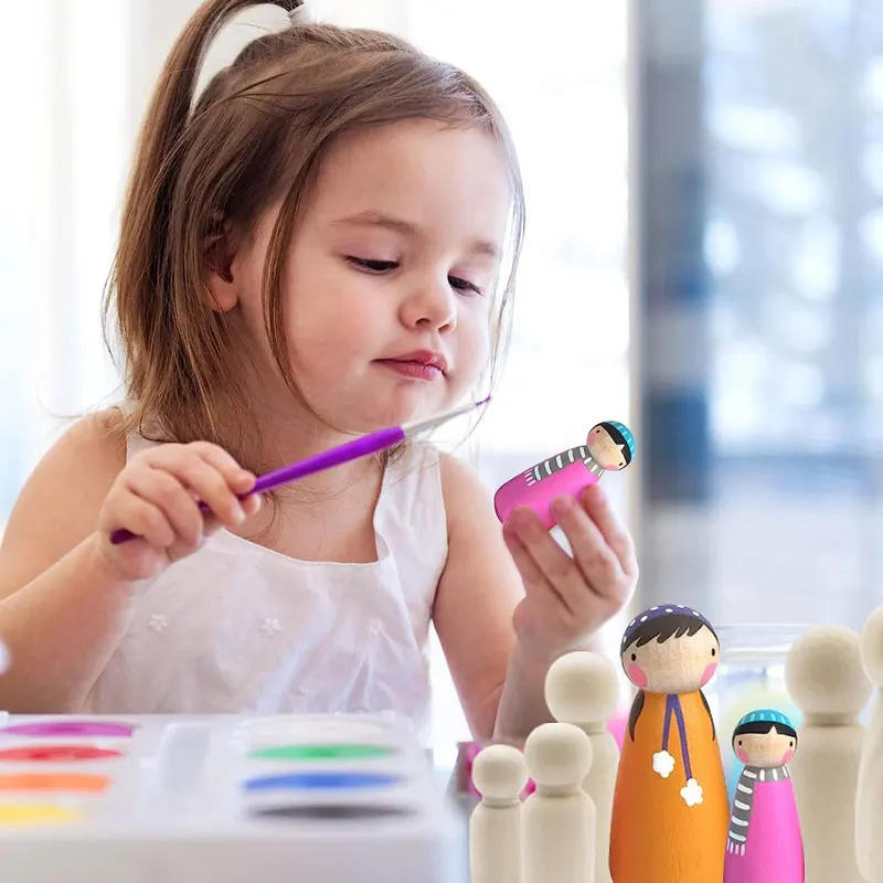 Description Picture 6 of item35-90MM Unfinished Wooden Peg Dolls Peg People Wooden Figures Decor Peg Doll People for DIY Art Craft Painting Peg Game