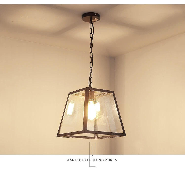 Description Picture 5 of itemBlack Farmhouse Chandeliers for Dining Room 4-Lights American Retro Rectangle Chandelier for Kitchen Island Bar Cafe Light