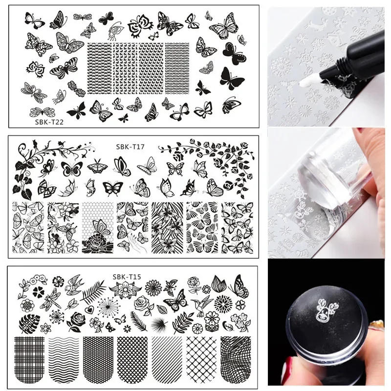 Description Picture 2 of itemNew Nail Art Templates Stamping Plate Design Butterfly Flower Animal Temperature Lace Stamp Templates Plates Image 12*6 Cm