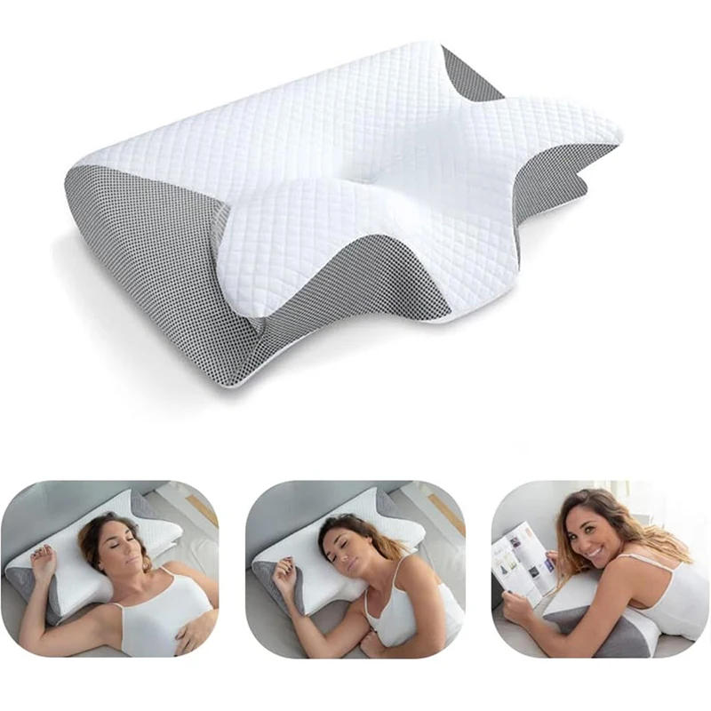 Description Picture 2 of item1pc Memory Foam Cervical Pillow, 2 in 1 Ergonomic Contour Orthopedic Pillow for Neck Pain, Contoured Support Pillows,Neck Pillow