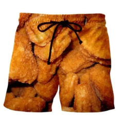 New Men/Women chicken nugget 3D Printed Casual Shorts Fashion Streetwear Men Loose Sporting Shorts A04