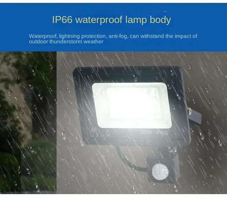 Description Picture 6 of itemMotion Sensor LED Flood Light 50W 30W 10W AC 220V Waterproof IP65 Reflector Floodlight Lamp foco Led Exterior Spot Outdoor Light