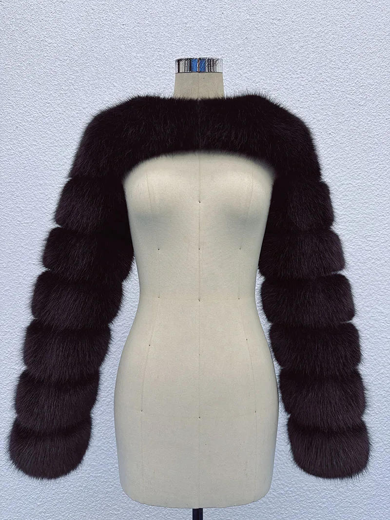 Description Picture 6 of itemFashionable Faux Fox Fur Coat Artificial Fur Outerwear Women's Shoulder Wrap Winter Street Style Fluffy Warm Clothes Wholesale