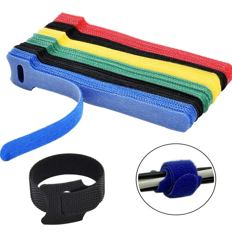 Description Picture 2 of item15cm Hook-and-loop Fastener Self-adhesive Can Be Reused Nylon T-hook Ring Buckle Fixing Tape for Cable Management Tape DIY